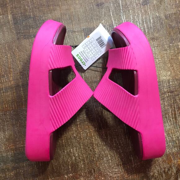 NEW Crocs Getaway Groove Platform H Strap Sandal Womens 8 Dragonfruit Pink Shoe - Picture 4 of 8